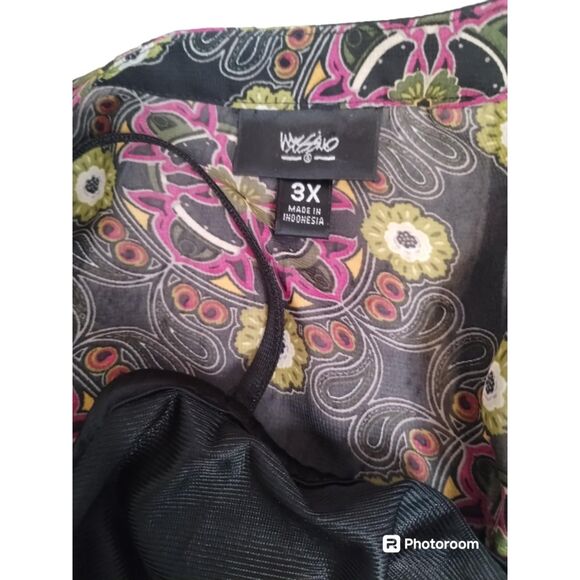 Mossimo Black Purple Green Floral Print Blouson Dress Sz 3XL - Picture 7 of 11